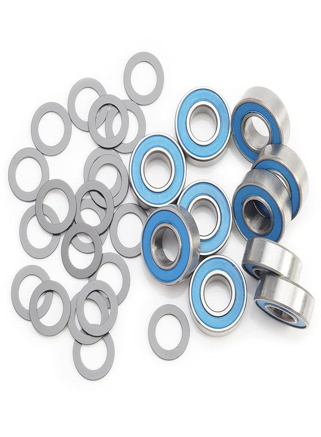 FUSHIBEARING TRA Kit 5116 Ball Bearings, Blue Rubber Sealed 5x11x4mm (10) with 1985 PTFE-Coated Washers, 5x8x0.5mm (20) for Traxxas - Image 1